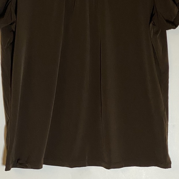 TanJay Top Womens Medium Brown Braided Chain Collar Short Sleeve Stretch Fun M - Picture 3 of 12